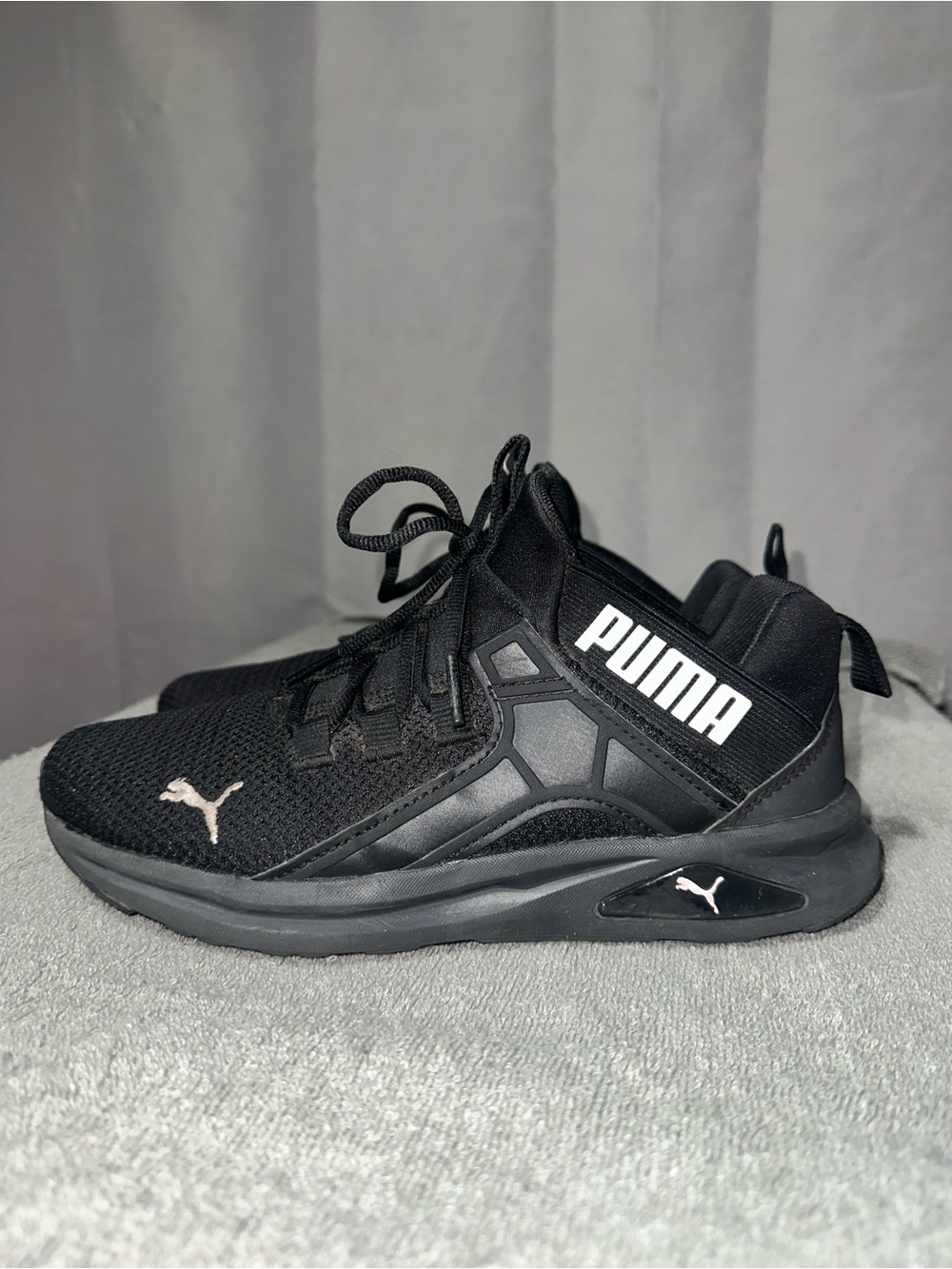 Puma Black High-Top Athletic Sneakers with White Logo